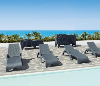 Комплект плетеных шезлонгов Siesta Contract GS 1009 (Fiji) Set 4 стеклопластик антрацит Фото 6