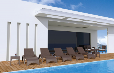 Комплект плетеных шезлонгов Siesta Contract GS 1009 (Fiji) Set 4 стеклопластик коричневый Фото 8