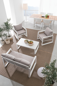 Комплект металлической лаунж мебели Garden Relax Captiva алюминий, роуп, ткань белый Фото 8