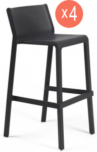 Комплект пластиковых барных стульев Nardi Trill Stool Set 4 стеклопластик антрацит Фото 1