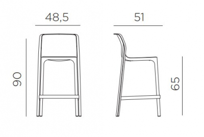 Комплект пластиковых полубарных стульев Nardi Net Stool Mini Set 4 стеклопластик горчичный Фото 2