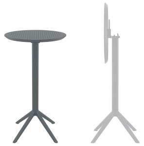 Стол пластиковый барный складной Siesta Contract Sky Folding Bar Table 60 сталь, пластик темно-серый Фото 1