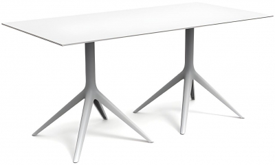 Стол обеденный ламинированный Vondom Mari-Sol Double 4P Fixed алюминий, компакт-ламинат HPL белый Фото 1