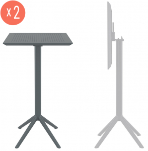 Комплект пластиковых барных складных столов Siesta Contract Sky Folding Bar Table 60 Set 2 сталь, пластик темно-серый Фото 1