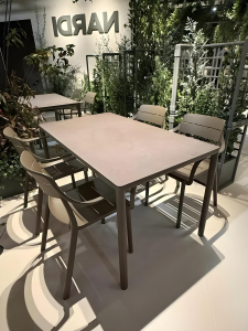 Стол обеденный ламинированный Nardi Piave 120х70 алюминий, компакт-ламинат HPL табак Фото 5