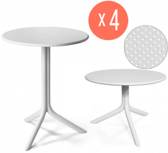 Комплект пластиковых столов Nardi Step + Step Mini Set 4 стеклопластик белый Фото 1