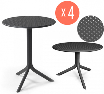 Комплект пластиковых столов Nardi Step + Step Mini Set 4 стеклопластик антрацит Фото 1