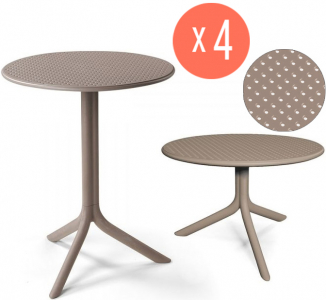 Комплект пластиковых столов Nardi Step + Step Mini Set 4 стеклопластик тортора Фото 1