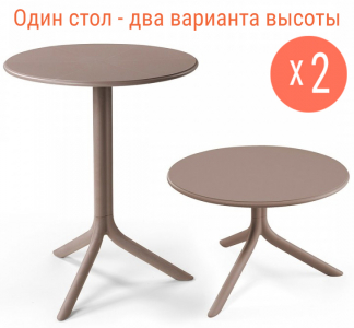 Комплект пластиковых столов Nardi Spritz + Spritz Mini Set 2 стеклопластик тортора Фото 1