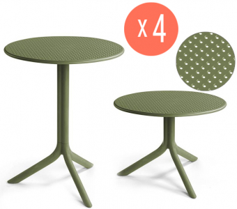 Комплект пластиковых столов Nardi Step + Step Mini Set 4 стеклопластик агава Фото 1