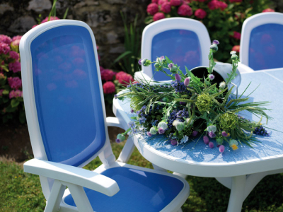 Кресло пластиковое складное Nardi Delta полипропилен, текстилен белый, синий Фото 5