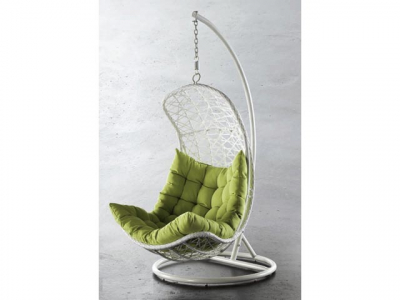Кресло плетеное подвесное 4SIS Виши алюминий, искусственный ротанг, ткань белый Фото 4