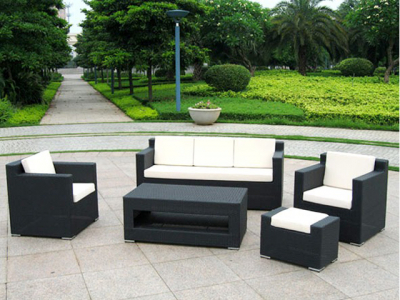 Комплект плетеной мебели с подушками GARDA искуственный ротанг черный Фото 1