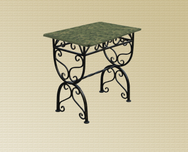 Стол кованый прямоугольный M-Furniture металл, мрамор зеленый Фото 1