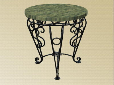 Стол кованый круглый M-Furniture металл, мрамор зеленый Фото 1