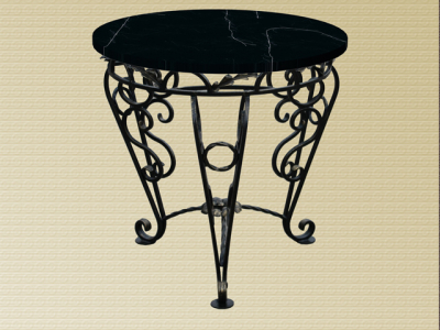 Стол кованый круглый M-Furniture металл, мрамор черный Фото 1