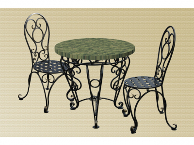 Комплект мебели кованый M-Furniture металл, мрамор черный, зеленый Фото 1