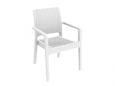 Кресло плетеное Grattoni GS 1006  пластик с имитацией плетения белый Фото 1