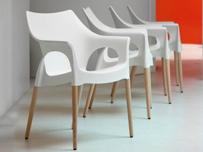 Кресло пластиковое Scab Design Natural Ola бук, технополимер натуральный бук, лен Фото 1