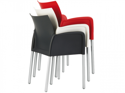 Кресло пластиковое PEDRALI Ice алюминий, стеклопластик красный Фото 4