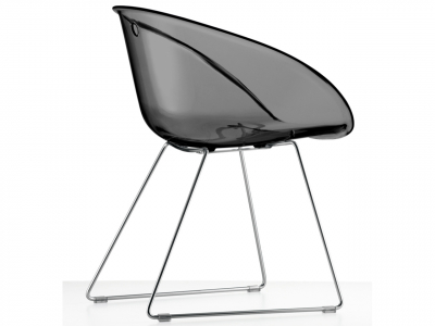 Кресло прозрачное на полозьях PEDRALI Gliss сталь, поликарбонат серый Фото 5