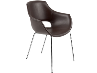Кресло с обивкой PAPATYA Opal KD сталь, пластик, кожа коричневый Фото 1
