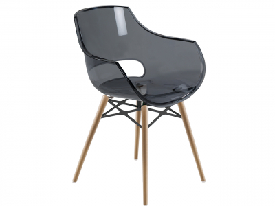 Кресло прозрачное PAPATYA Opal Wox Beech бук, поликарбонат натуральный, дымчатый Фото 1