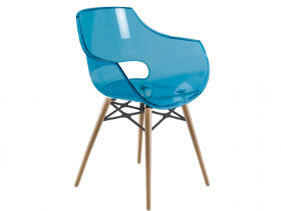 Кресло прозрачное PAPATYA Opal Wox Beech бук, поликарбонат натуральный, синий Фото 1