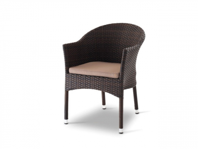 Кресло плетеное с подушкой Tagliamento Kama алюминий, искусственный ротанг кофе меланж Фото 1