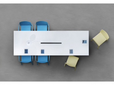 Стол с каналом для протяжки проводов PEDRALI Arki-Table CC Compact сталь, алюминий, компакт-ламинат HPL белый Фото 7
