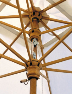 Зонт профессиональный телескопический Scolaro Palladio Telescopic дерево ироко, акрил слоновая кость Фото 8