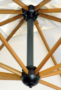Зонт профессиональный двухкупольный Scolaro Wood Double алюминий, дерево ироко, акрил слоновая кость Фото 8