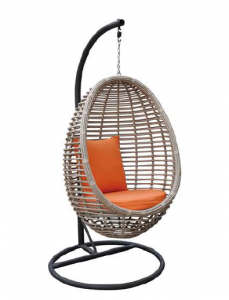 Кресло плетеное подвесное JOYGARDEN Peony алюминий, искусственный ротанг светло-серый Фото 1