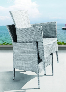 Кресло плетеное с подушкой JOYGARDEN Aroma алюминий, искусственный ротанг светло-серый Фото 3