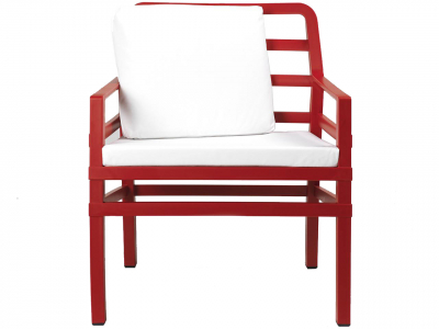 Кресло пластиковое с подушками Nardi Aria пластик, ткань красный, белый Фото 1