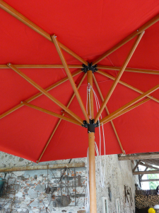 Зонт садовый Maffei Fibrasol Wood дерево, стекловолокно, полиэстер красный Фото 5