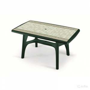 Стол пластиковый прямоугольный President 1500 с мозаикой Tile Decoration SCAB GIARDINO пластик зеленый Фото 1