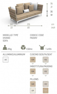 Комплект дизайнерской мебели PAD Talenti алюминий, ткань песочный Фото 4
