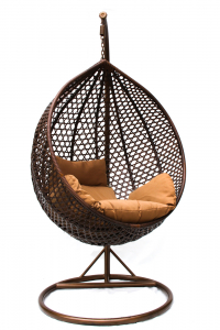 Кресло плетеное подвесное KVIMOL KM-0002 сталь, искусственный ротанг коричневый Фото 1