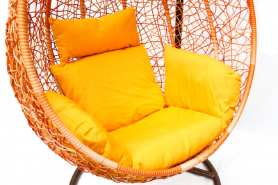 Кресло плетеное подвесное KVIMOL KM-0001 сталь, искусственный ротанг оранжевый Фото 4
