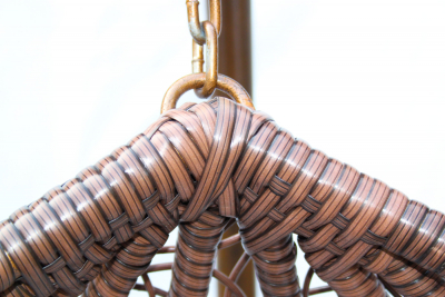 Кресло плетеное подвесное KVIMOL KM-0001 сталь, искусственный ротанг коричневый Фото 8