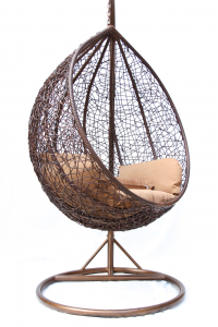 Кресло плетеное подвесное KVIMOL KM-0001 сталь, искусственный ротанг коричневый Фото 3