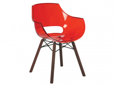 Кресло прозрачное PAPATYA Opal Wox Iroko ироко, пластик натуральный, красный Фото 1