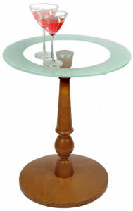 Стол журнальный Мебелик Рио 1 гнутоклееный шпон, массив, стекло средне-коричневый Фото 1