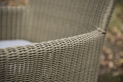 Кресло плетеное 4SIS Пестум алюминий, тик, искусственный ротанг, ткань светло-серый Фото 4