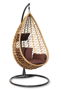 Кресло плетеное подвесное JOYGARDEN Aura алюминий, искусственный ротанг коричневый Фото 2