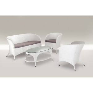 Комплект плетеной мебели Grattoni Mercurio алюминий, искусственный ротанг белый, серый Фото 1