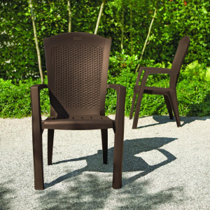 Кресло пластиковое Keter Minesota пластик с имитацией плетения коричневый Фото 2