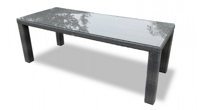 Стол плетеный со стеклом JOYGARDEN Grace алюминий, искусственный ротанг, закаленное стекло серый Фото 2