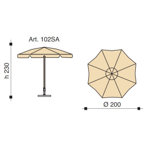 Зонт пляжный Maffei Superalux алюминий, дралон белый, оранжевый Фото 2